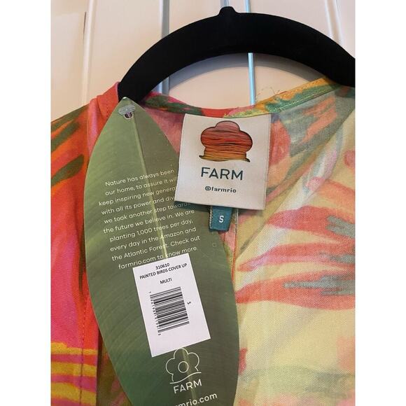 Farm Rio Beach Wrap Sarong Skirt Swimsuit Cover Up Dress S NWT $220 Painted Bird - Picture 7 of 8